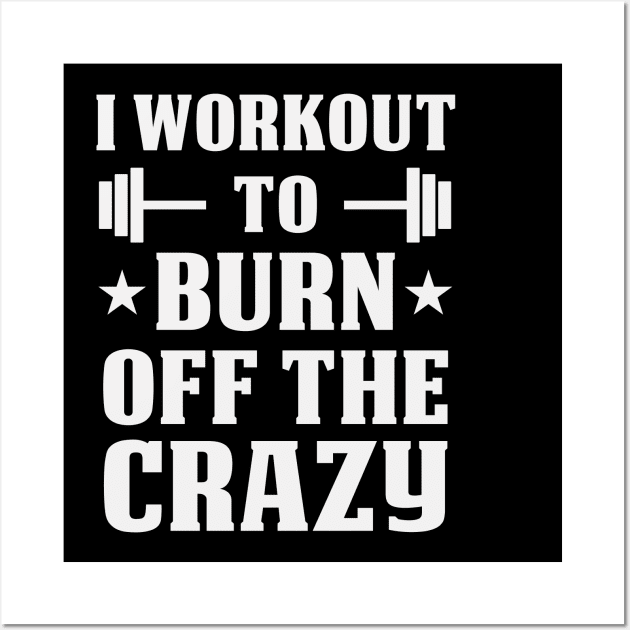 I Workout To Burn Off The Crazy Humor Fitness Gym Saying / Workout Quote Gift Idea / Birthday Gifts / Wall Art by First look